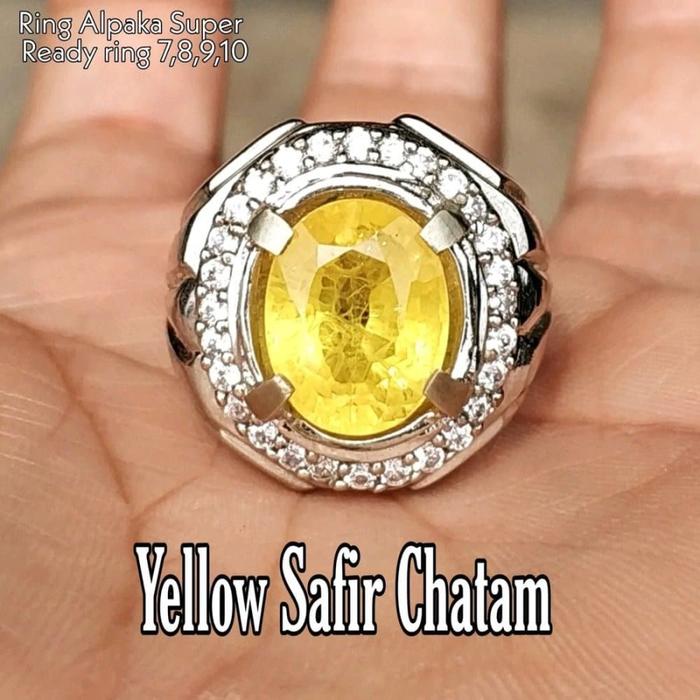 CINCIN BATU AKIK PERMATA YELLOW SAFIR CHATAM CUTING OCTAGON GLAMOUR 10
