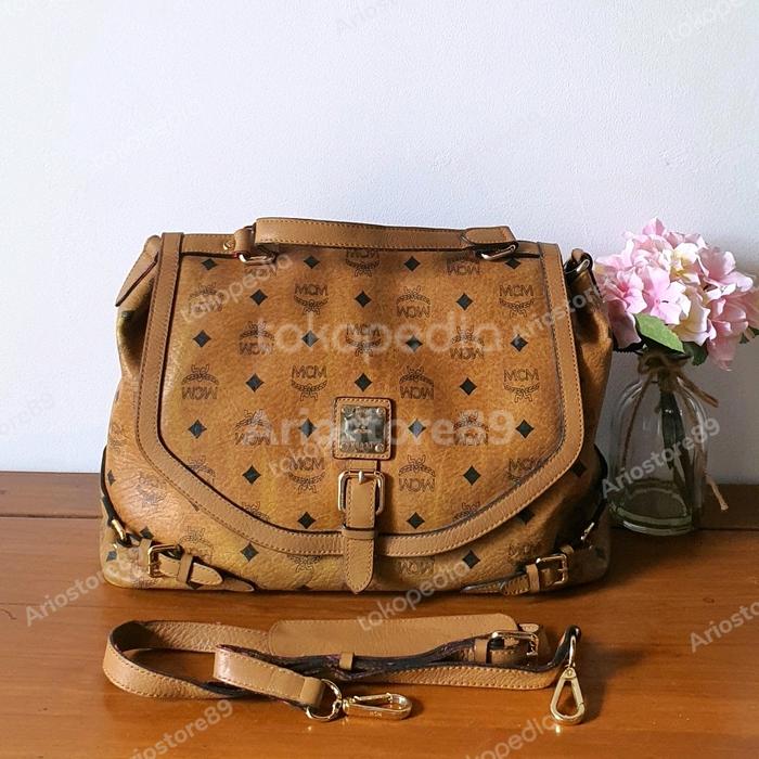 Tas MCM Hand & Sling Messenger Cognac Bag Authentic