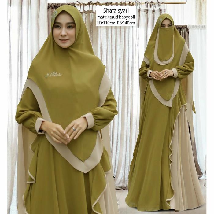 gamis syari cadar terbaru set khimar ceruty babydoll bw7676 shafa