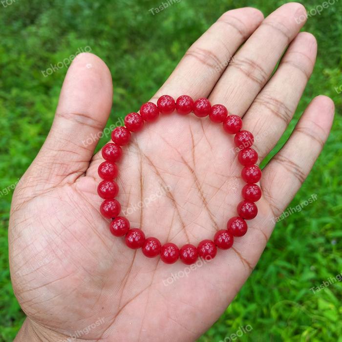 gelang batu giok merah 8mm gelang giok aceh gelang giok asli original