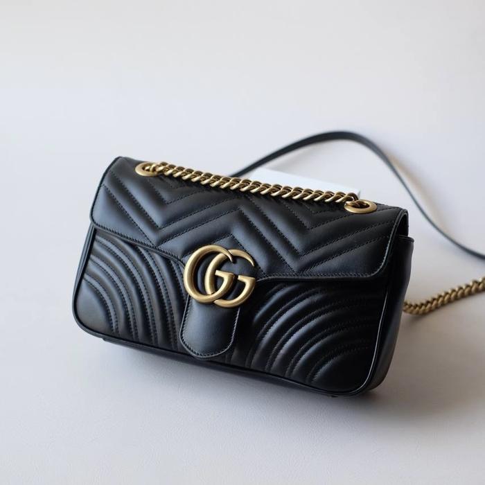 Gucci marmont small flap shoulder bag black ghw