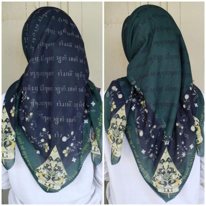 HIJAB JILBAB SEGIEMPAT VOAL AKSARA JAWA LASERCUT KERUDUNG AKSARA JAWA