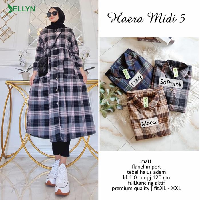 gamis dres midi terbaru haira midi5 mat flanel import halus tebal