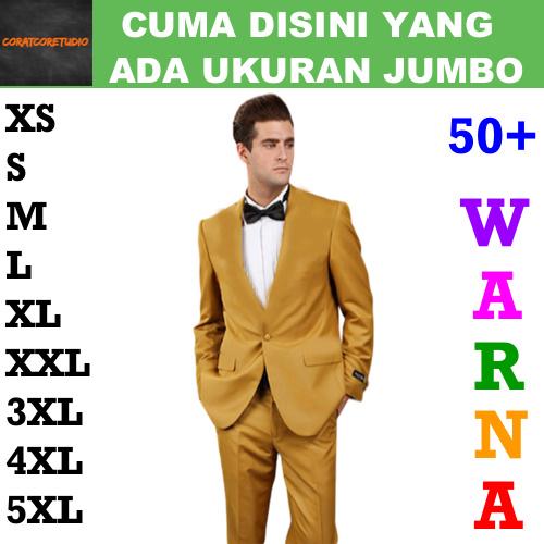 Blazer Cowok Jas Pria Tebal Polos Celana Rompi GOLD EMAS COKLAT TUA