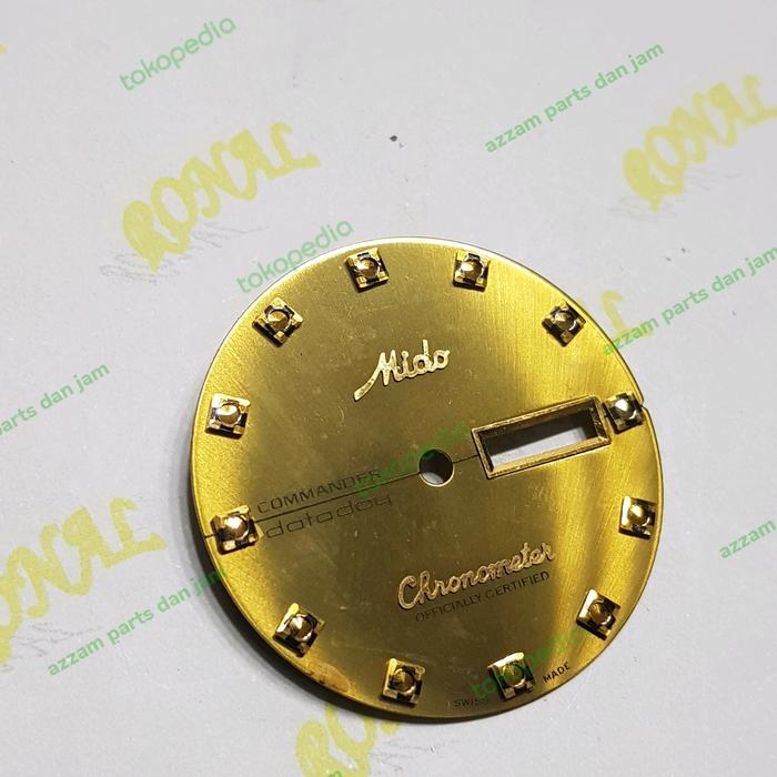 PLAT | DIAL JAM MIDO CHRONOMETER DATEDAY 8439 GOLD 24 MESIN ETA SWIS
