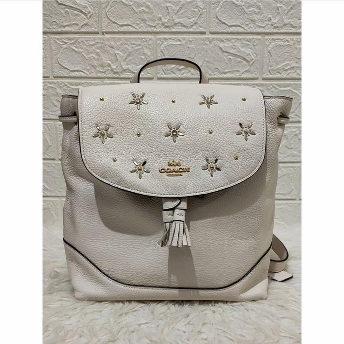 Tas Wanita Coach Elle Backpack Chalk Pebble Leather