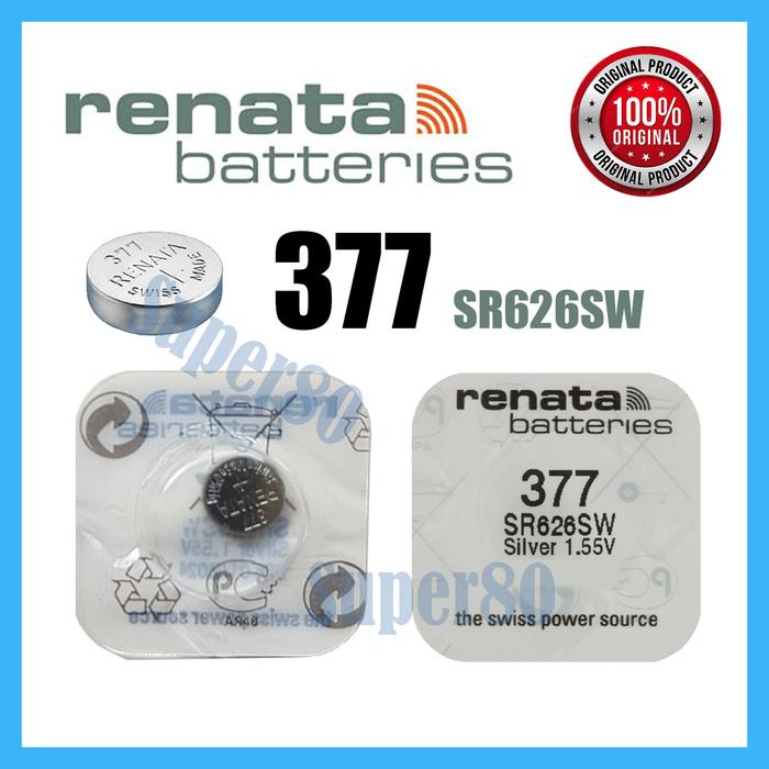 Renata Ori 377 SR626SW Baterai Jam Batrai Batrei Battery Batre Asli SR626 SW SR 626