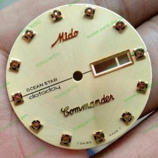 PLAT | DIAL JAM MIDO COMMANDER DATEDAY 8439 GOLD MESIN SWIS ETA 2836