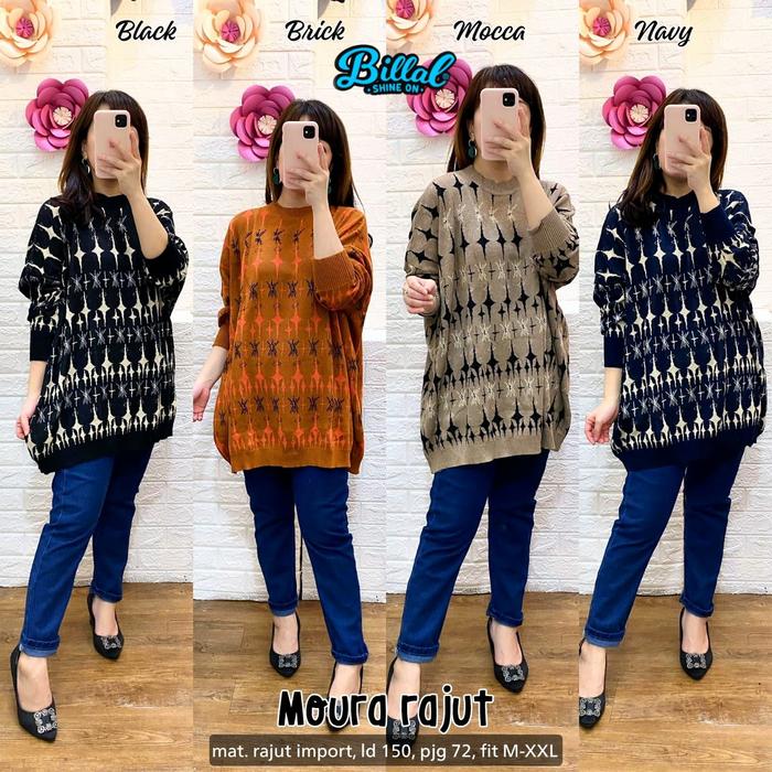 NEW MOURA TUNIK RAJUT IMPORT ATASAN WANITA LD 150CM JUMBO MODIS
