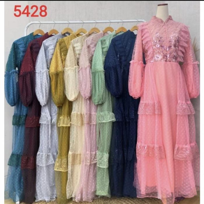 Gamis dress brukat tile dot