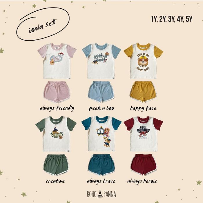 BohoBaby IOWA SET / BohoPanna IOWA SET / Boho IOWA SET Baju Setelan Bayi Katun