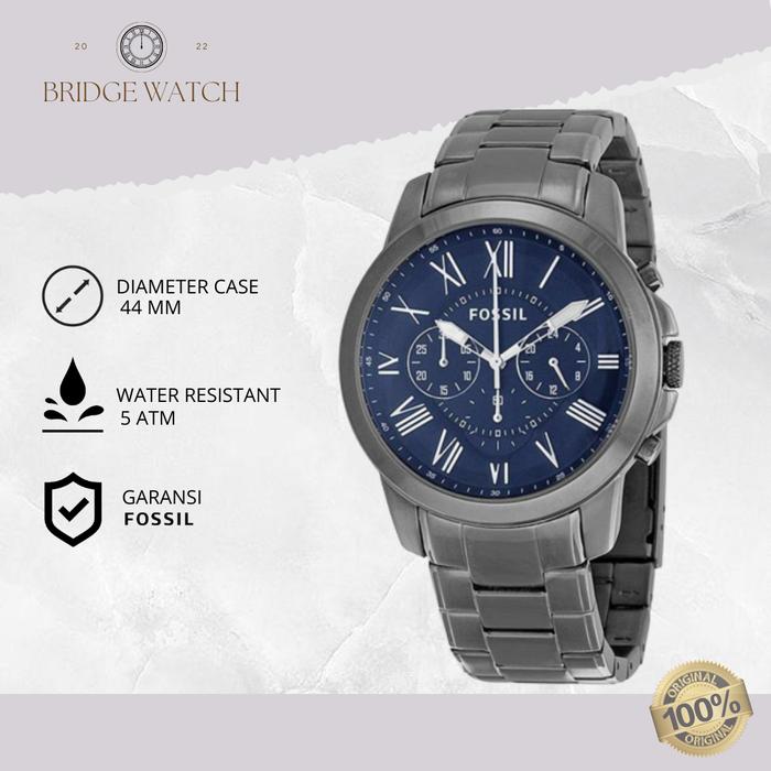 Jam Tangan Pria Fossil Grant Rantai Chronograph Stainless Steel Mewah Original FS4831