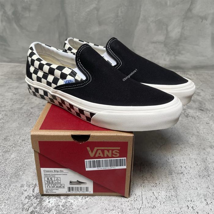 Vans Slip On Sidewall Checkerboard Black White Original -Vans Sidewall