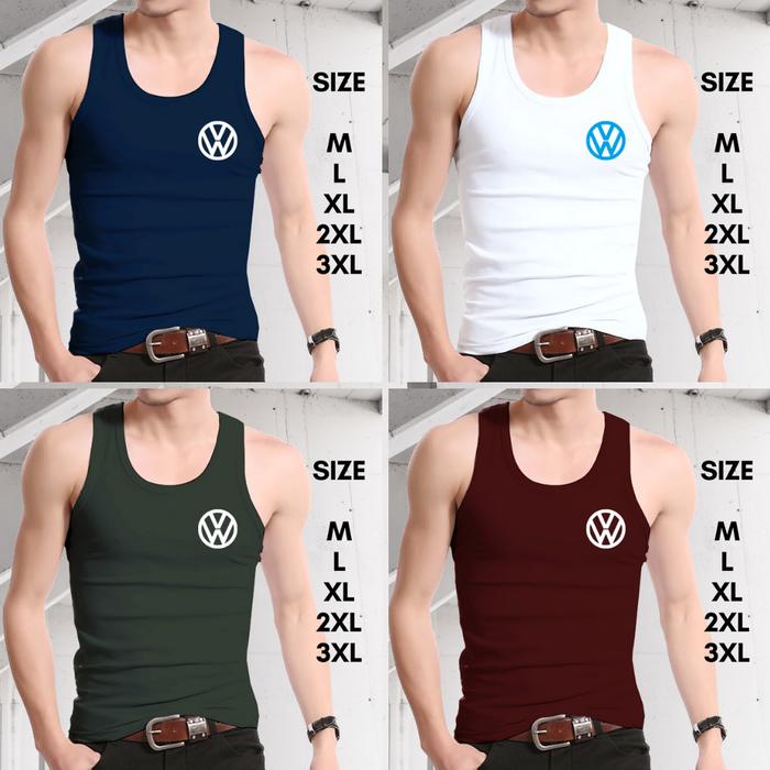 KAOS SINGLET KAOS PRIA LENGAN BUNTUNG COWOK LOGO VW