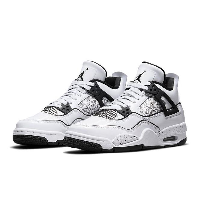 SEPATU SNEAKERS WANITA NIKE AIR JORDAN 4 RETRO HI OG DIY WHITE BLACK