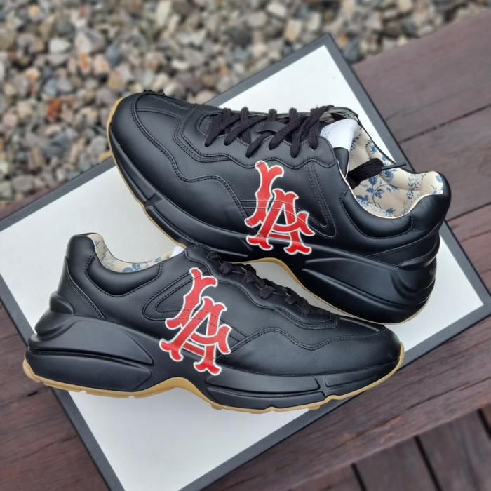 gucci rhyton black LA Angels not NY yankees logo square authentic G7+
