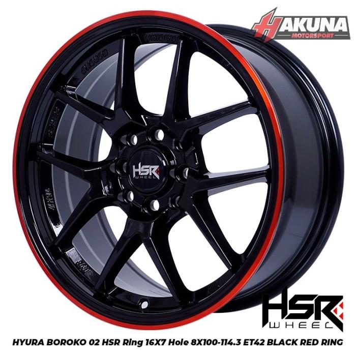 Pelek Velg R16 HSR Warna Hitam Lis Merah Buat Mobil Baut 4 Free Ongkir