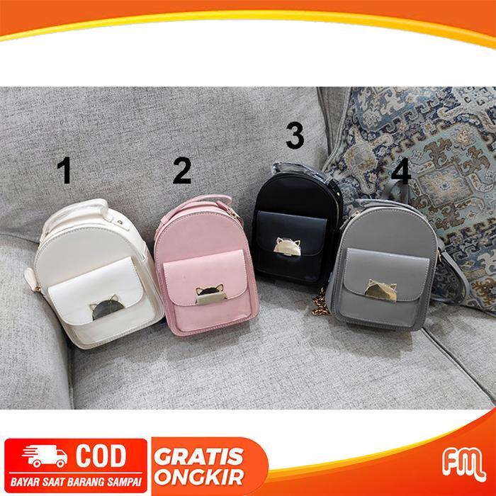 Tas Ransel Wanita Import Fashion Cat Logo Mid Size 5112