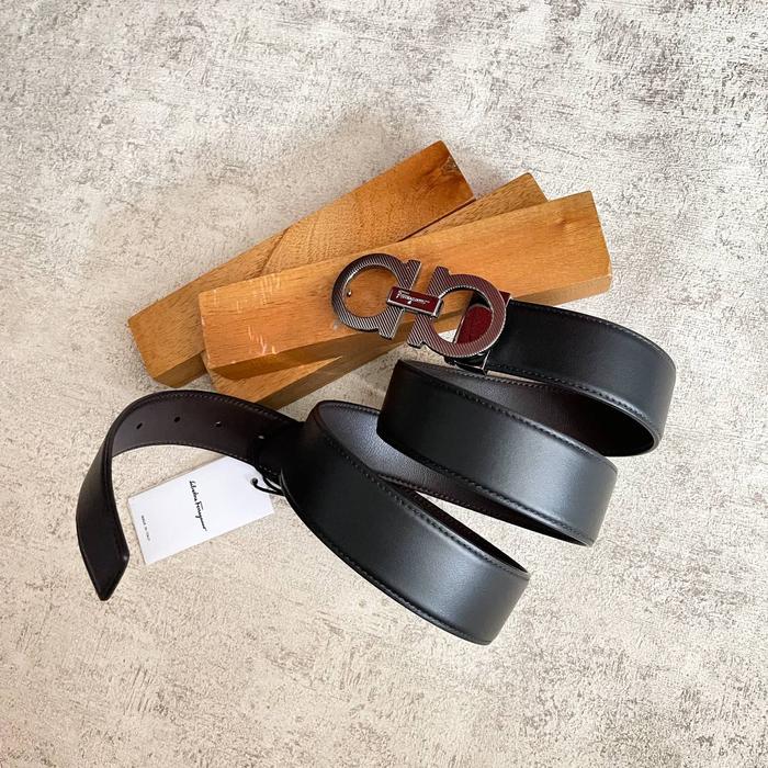 Ferragamo Men Reversible Belt Textured Buckle