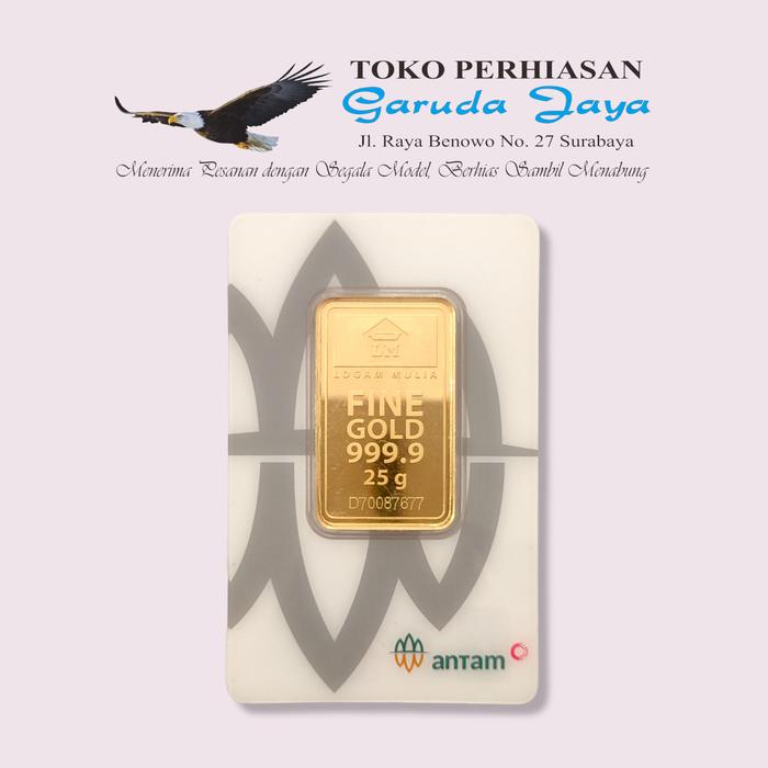 Emas Batangan Logam Mulia Antam Pecahan 25 Gram Kemasan Press
