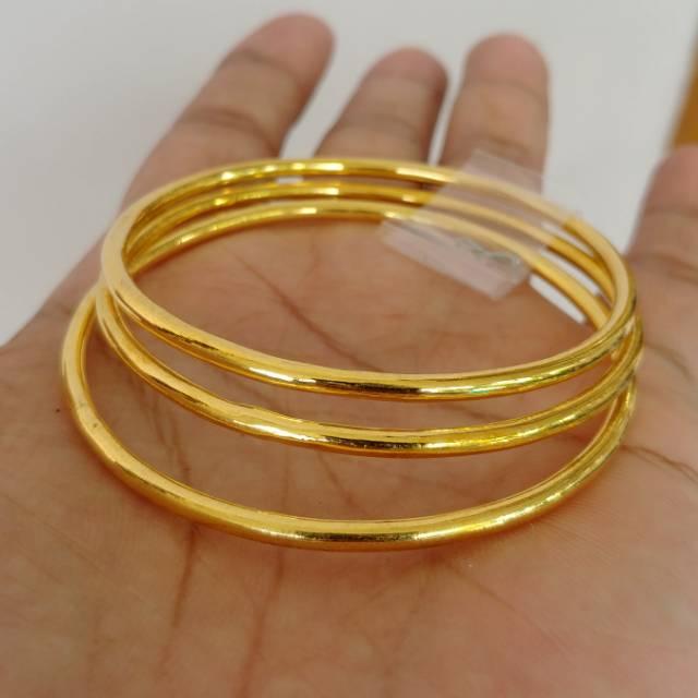 Gelang Kroncong Polos Lapis Emas 24k Asli