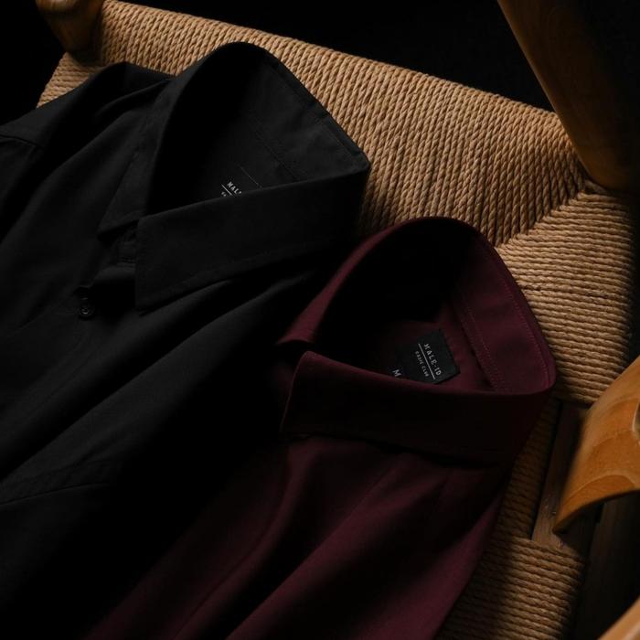 Elegant basic shirt black by heymale.id