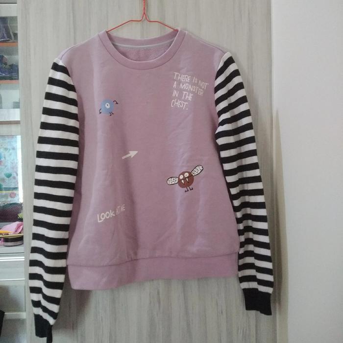 crewneck purple trift Korea lucu