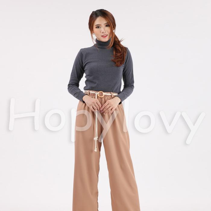 HOPYLOVY - Sweater Wanita Basic Turtle Top Brisia