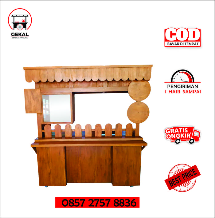 Gerobak both kayu / stand makanan minuman /booth portable