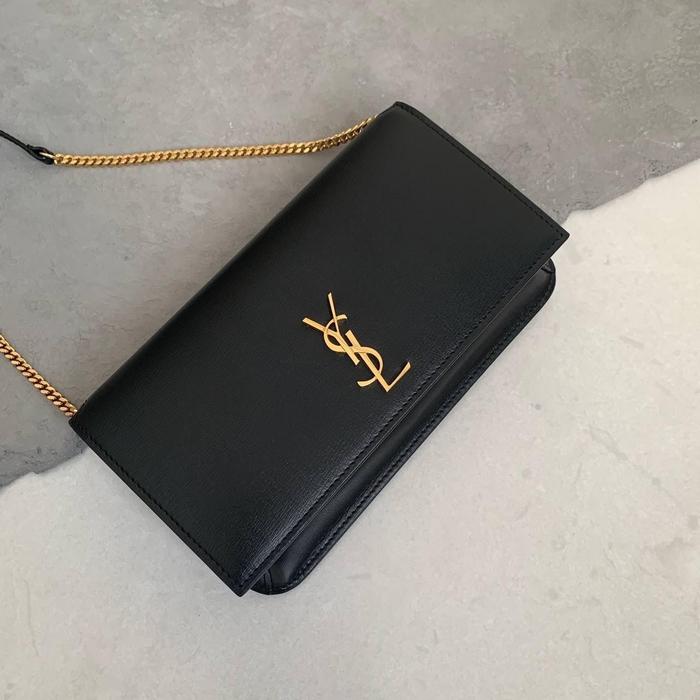 Original - YSL Saint Laurent Monogram Phone Bag Black GHW