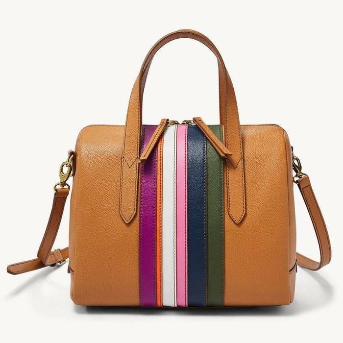 tas wanitaFOSSIL Sydney satchel navy multi stripe