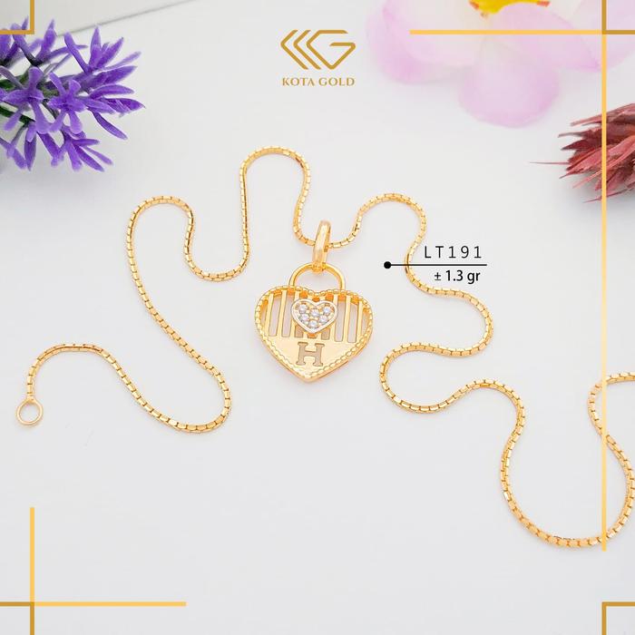 LIONTIN EMAS ASLI KADAR 375%/8KARAT KODE LT191 MODEL TAS BENTUK LOVE