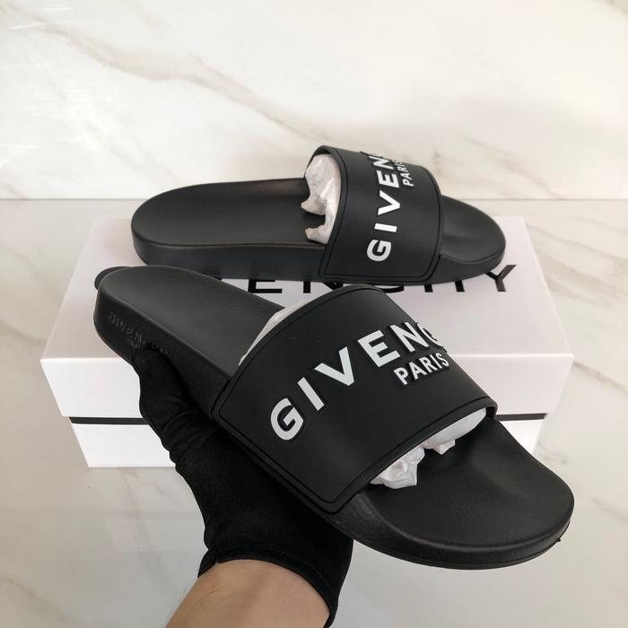 GIVENCHY LOGO SANDAL SLIDES BLACK
