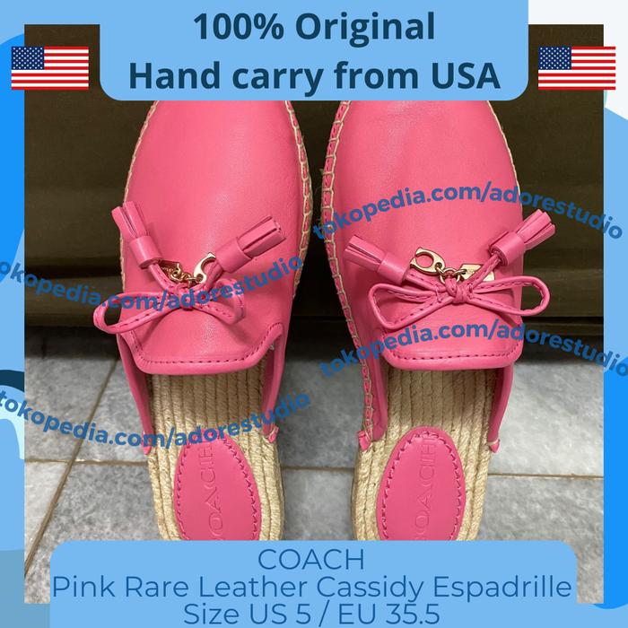 COACH Pink Rare Leather Cassidy Espadrille - 100% Original USA