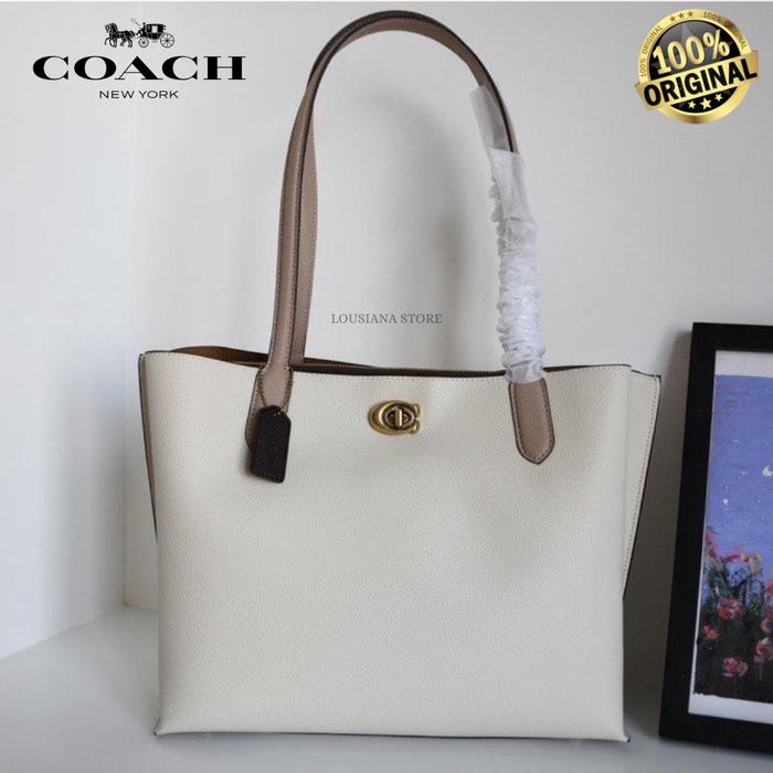 Coach Willow Tote Bag Grained Leather White