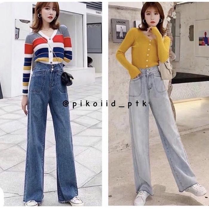 Pikoi_id | Celana jeans panjang ripped / kulot jeans culotte / fringe flare pants