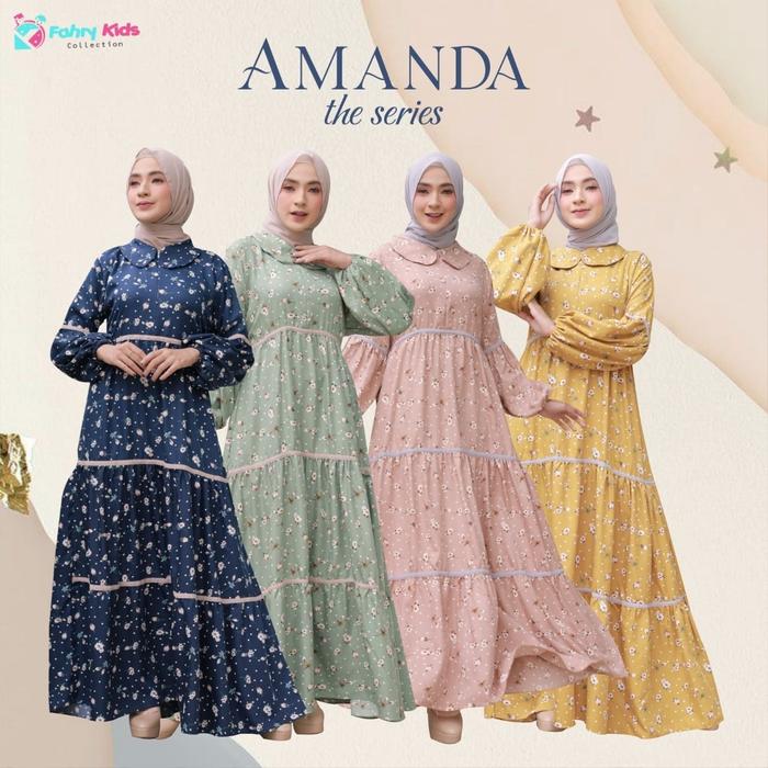 Set Gamis Hijab wanita remaja / dewasa bahan shakila amanda series