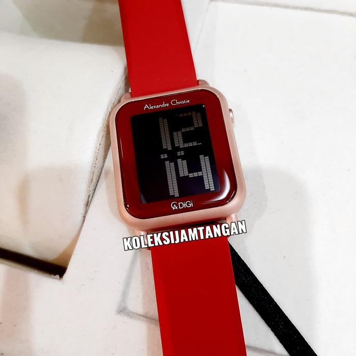 JAM TANGAN WANITA ALEXANDRE CHRISTIE AC 9332 AC9332 RED DIGITAL ORI