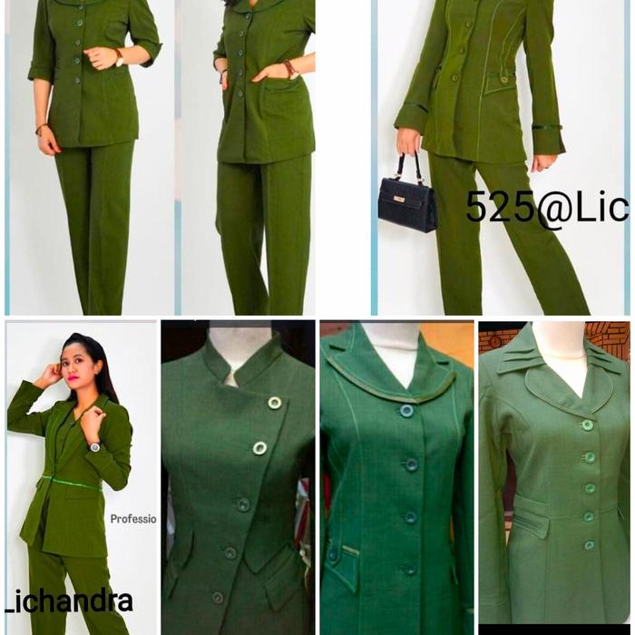 baju seragam pns pdh wanita hijau linmas li chandra obral