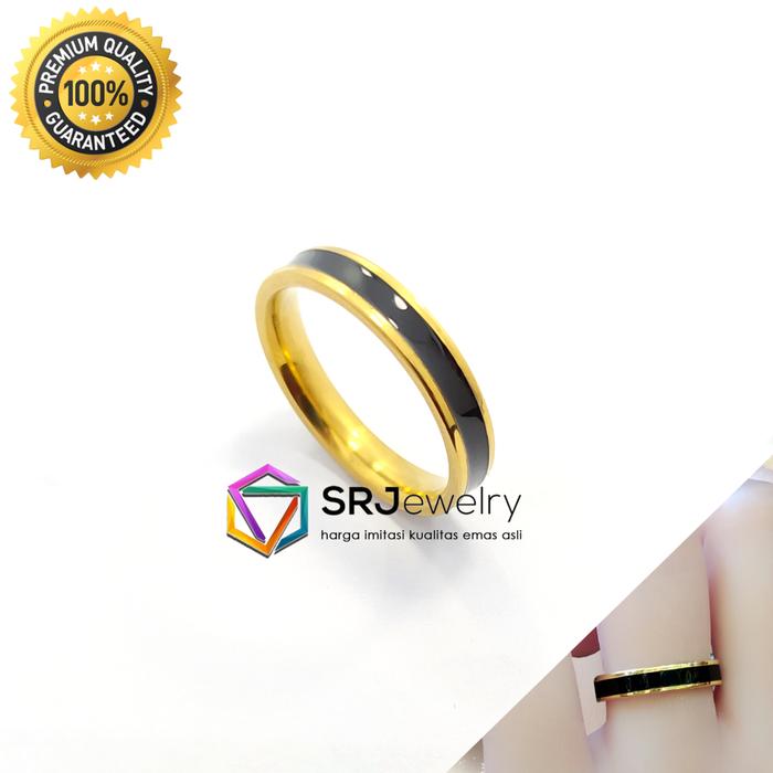 Cincin Hitam Emas Tipis Titanium Kombinasi