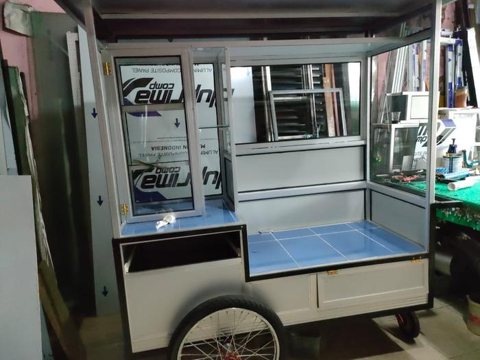 gerobak alumunium,gerobak cimol, gerobak bakso, gerobak martabak