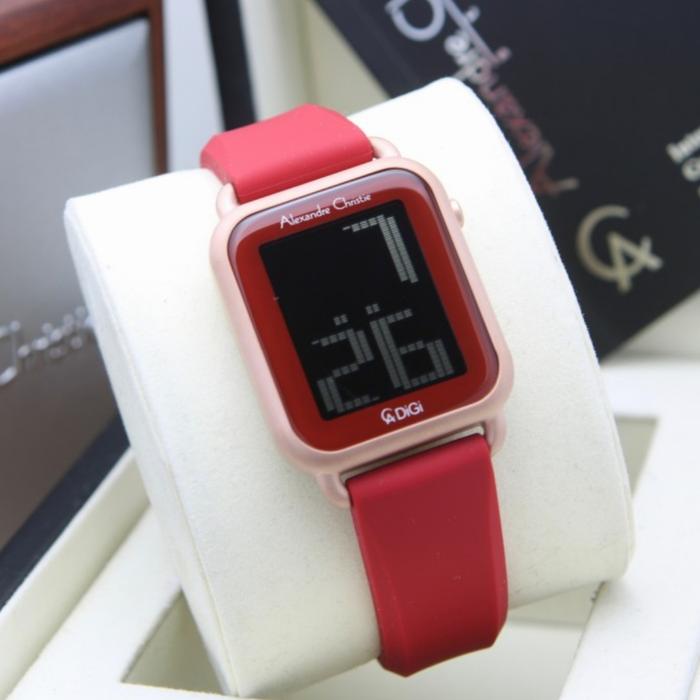 Alexandre Christie Digi AC9332 Red Rosegold Jam Tangan Original