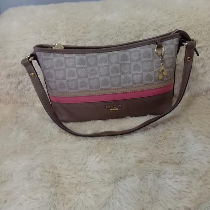 tas bahu wanita coklat cream LOVCAT cewe shoulder bag MEWAH cute ketek