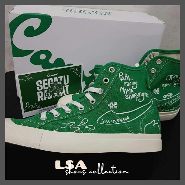 SEPATU CAMPESS SEPATU RAKYAT GREEN HIGH ORIGINAL