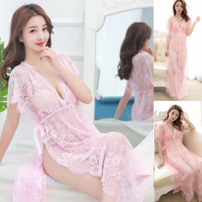 SEXY LINGERI DRESS PANJANG BROKAT MURAH A0324PK