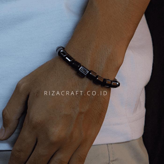 Gelang Kesehatan Pria Wanita Batu Hematite Badar Besi Hitam ASLI
