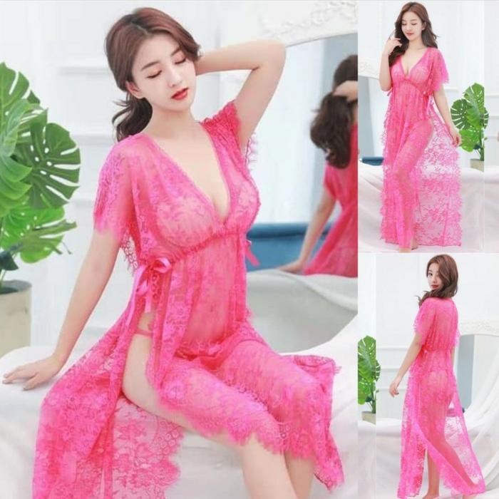 SEXY LINGERI DRESS PANJANG BROKAT A0324RO