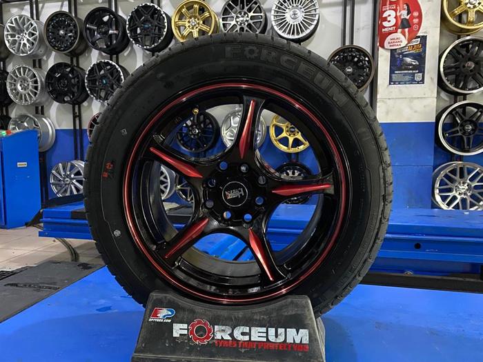 VELG MOBIL HSR RING 15 RED MERAH LEBAR ET38 PCD 4 100 114 AGYA BRIO