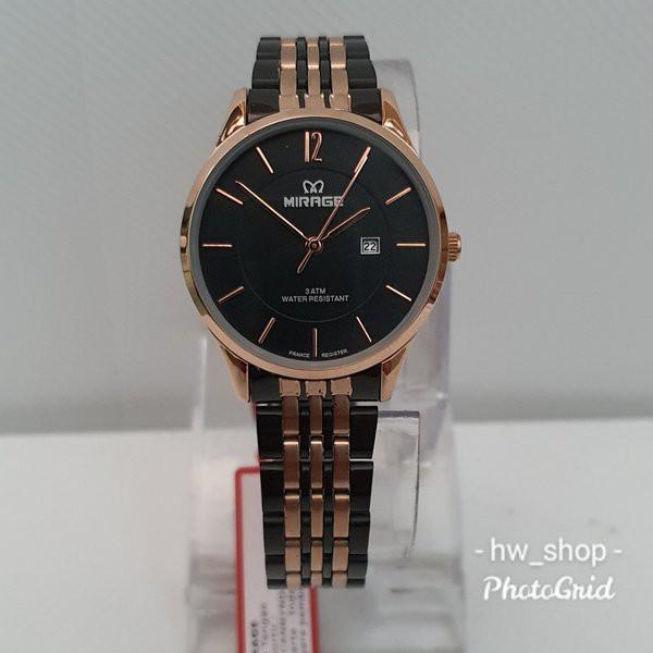 Mirage Jam Tangan Pria Mirage 8647 Hitam List Rosegold Original Rantai Stainless Steel Mesin Sony Ja