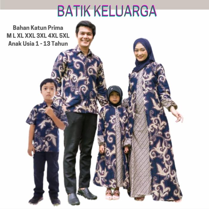 baju keluarga family set jumbo batik sarimbit motif cumi Navy aradhana